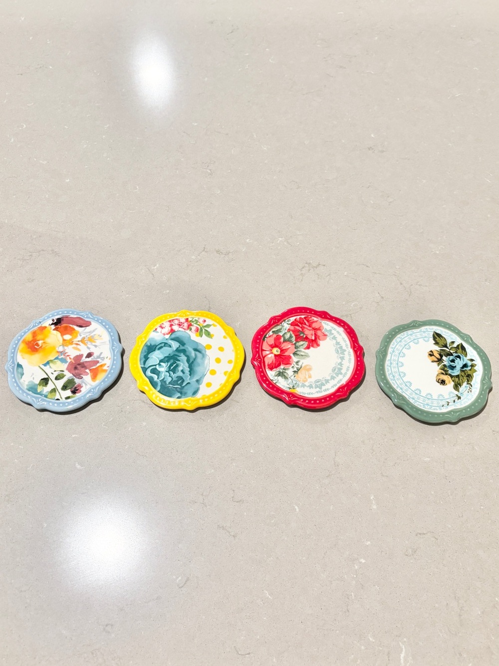 Pioneer Woman 4-Piece Floral Ceramic Coaster Set Multicolor